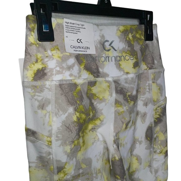 Calvin Klein Performance Printed Cropped Leggings Yellow, white, XS - Picture 7 of 9